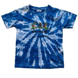 New Orleans Lousiana Alligator Blue Tie-dye T-shirt‎ Toddler Size 5T Bayou Jazz